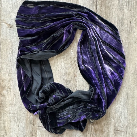 Black and Purple Velvet Burnout Scarf from Cocoon House - Picture 1 of 4